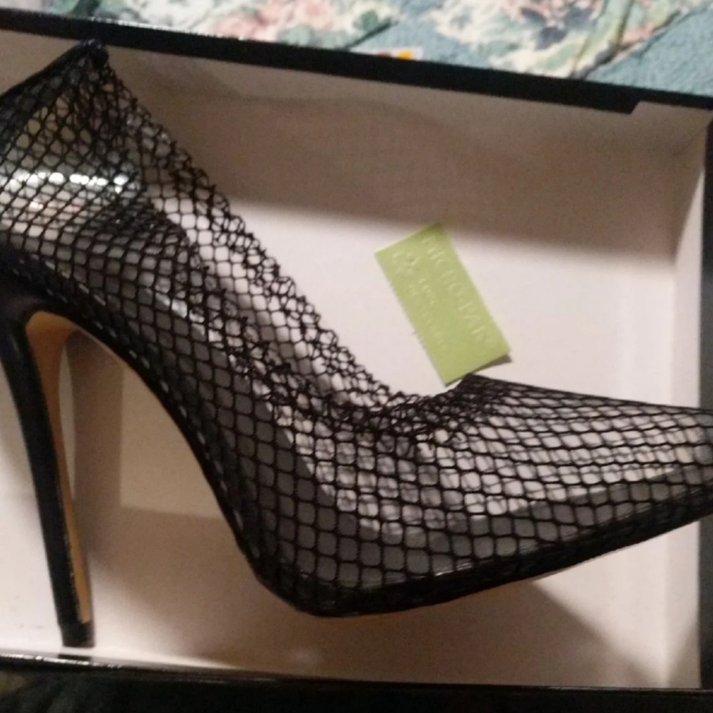 Black fishnet heels